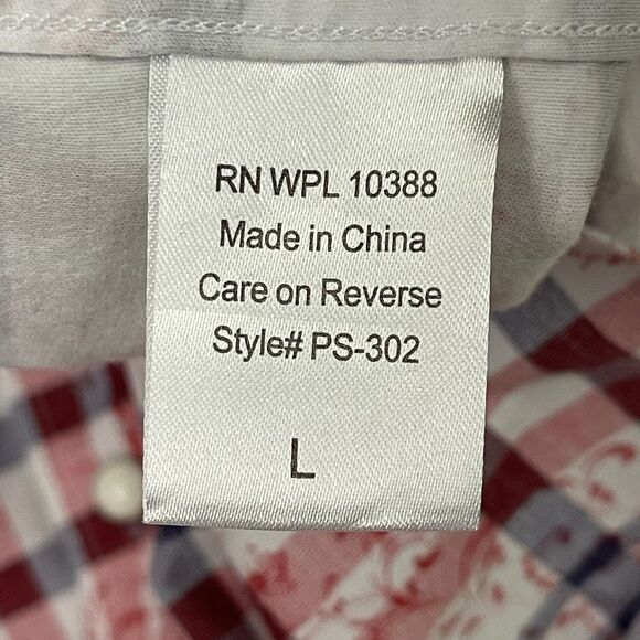 Scully Western Shirt Mens Size Large L Red Plaid Pearl Snaps Paisley Embroidered - Picture 4 of 12